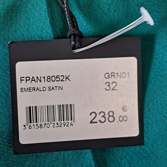 The Kooples Size XS Emerald Satin Cropped Pants Straight Leg Front Pockets NWT - Picture 14 of 15